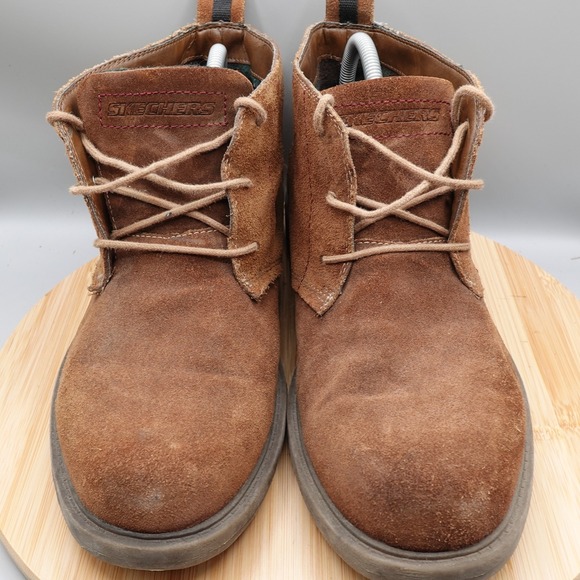 Skechers Chukka Boots Mens 11 Brown Plaid Suede Casual Outdoors 62413 MiFlaws - Picture 3 of 12